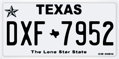 TX license plate DXF7952