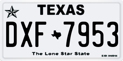 TX license plate DXF7953