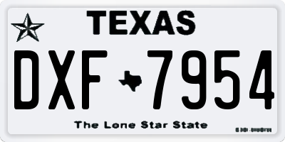 TX license plate DXF7954