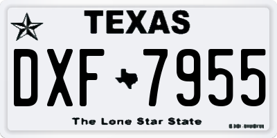TX license plate DXF7955