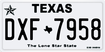 TX license plate DXF7958