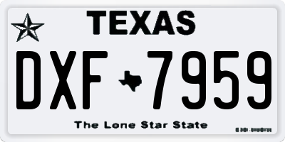 TX license plate DXF7959