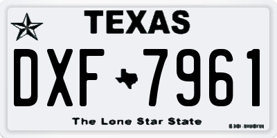 TX license plate DXF7961