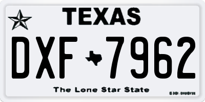 TX license plate DXF7962
