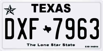 TX license plate DXF7963
