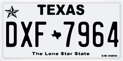 TX license plate DXF7964