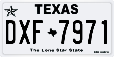 TX license plate DXF7971