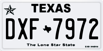 TX license plate DXF7972