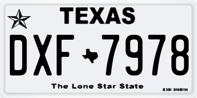 TX license plate DXF7978