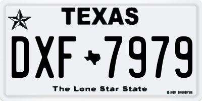 TX license plate DXF7979