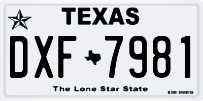 TX license plate DXF7981