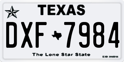 TX license plate DXF7984