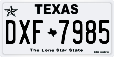 TX license plate DXF7985