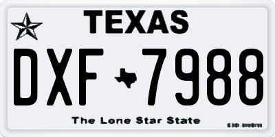 TX license plate DXF7988