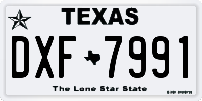 TX license plate DXF7991