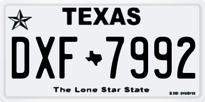 TX license plate DXF7992