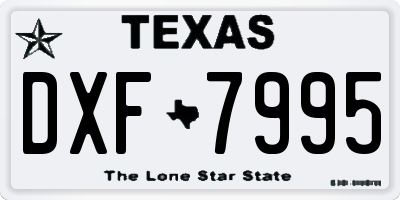 TX license plate DXF7995
