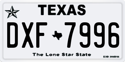 TX license plate DXF7996