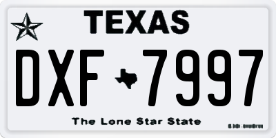 TX license plate DXF7997