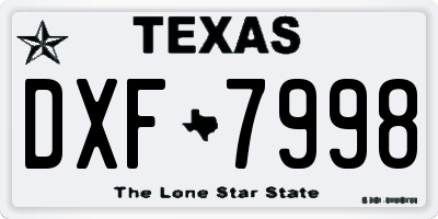 TX license plate DXF7998
