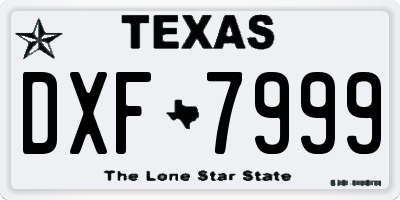 TX license plate DXF7999