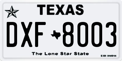 TX license plate DXF8003