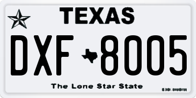 TX license plate DXF8005