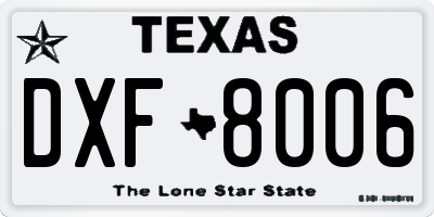 TX license plate DXF8006
