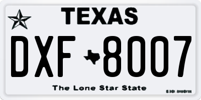 TX license plate DXF8007