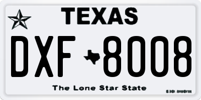 TX license plate DXF8008