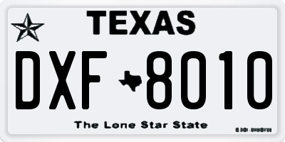 TX license plate DXF8010