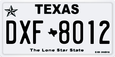 TX license plate DXF8012