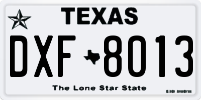 TX license plate DXF8013