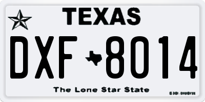 TX license plate DXF8014