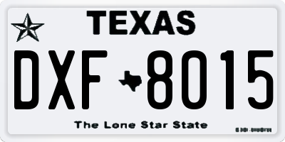 TX license plate DXF8015