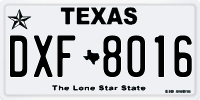 TX license plate DXF8016