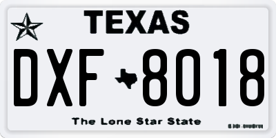 TX license plate DXF8018