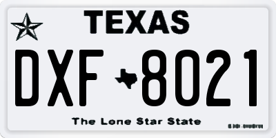 TX license plate DXF8021