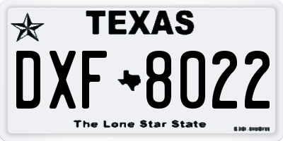TX license plate DXF8022