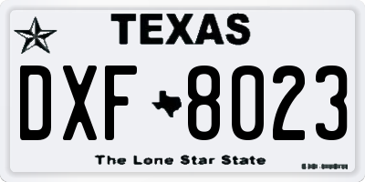 TX license plate DXF8023
