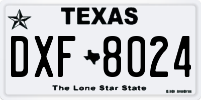 TX license plate DXF8024