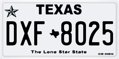 TX license plate DXF8025