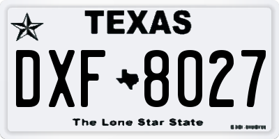 TX license plate DXF8027