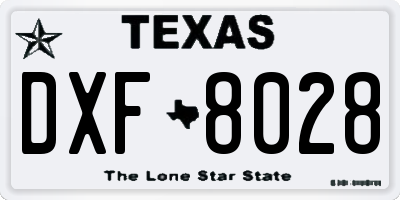 TX license plate DXF8028