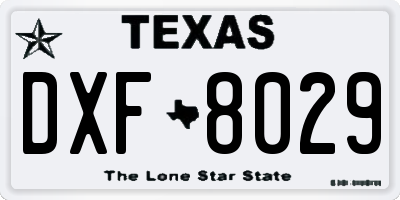 TX license plate DXF8029