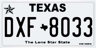TX license plate DXF8033