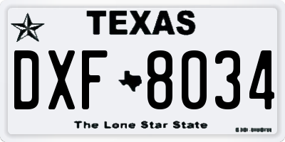 TX license plate DXF8034