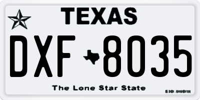TX license plate DXF8035
