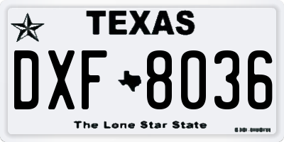 TX license plate DXF8036