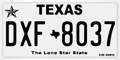 TX license plate DXF8037